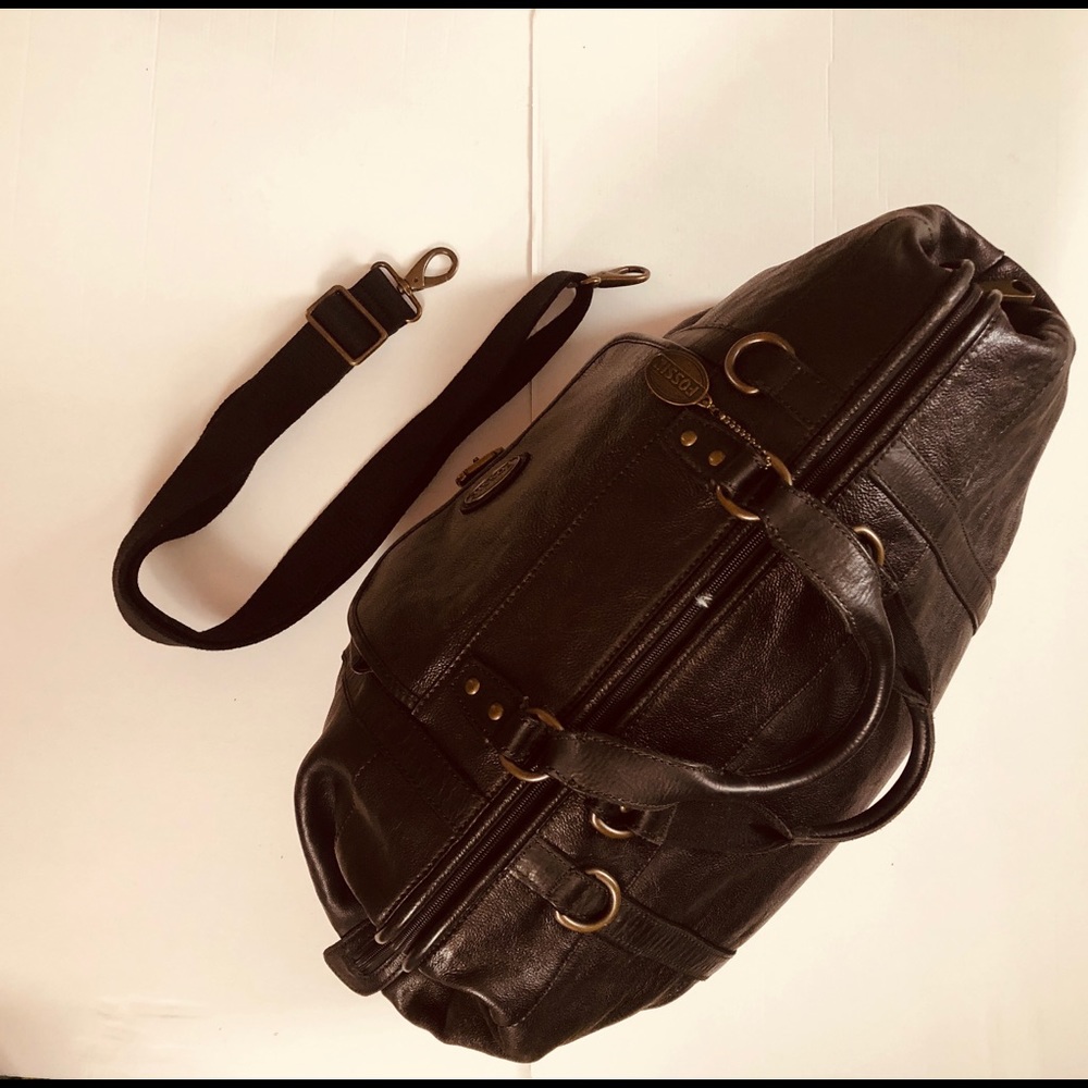 Fossil Leather Weekend Bag W Adjustable Strap